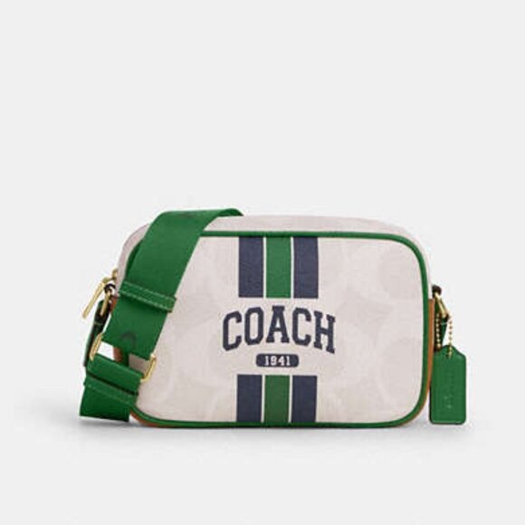Mini Jamie Camera Bag In Signature Canvas With Varsity Stripe - Picture 1 of 4